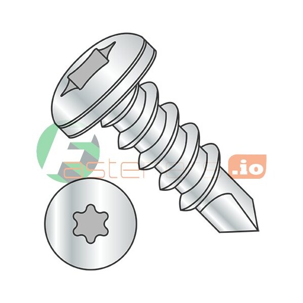 Newport Fasteners Self-Drilling Screw, #10 x 3/4 in, Plain 410 Stainless Steel Pan Head Torx Drive, 1000 PK 635582 - main